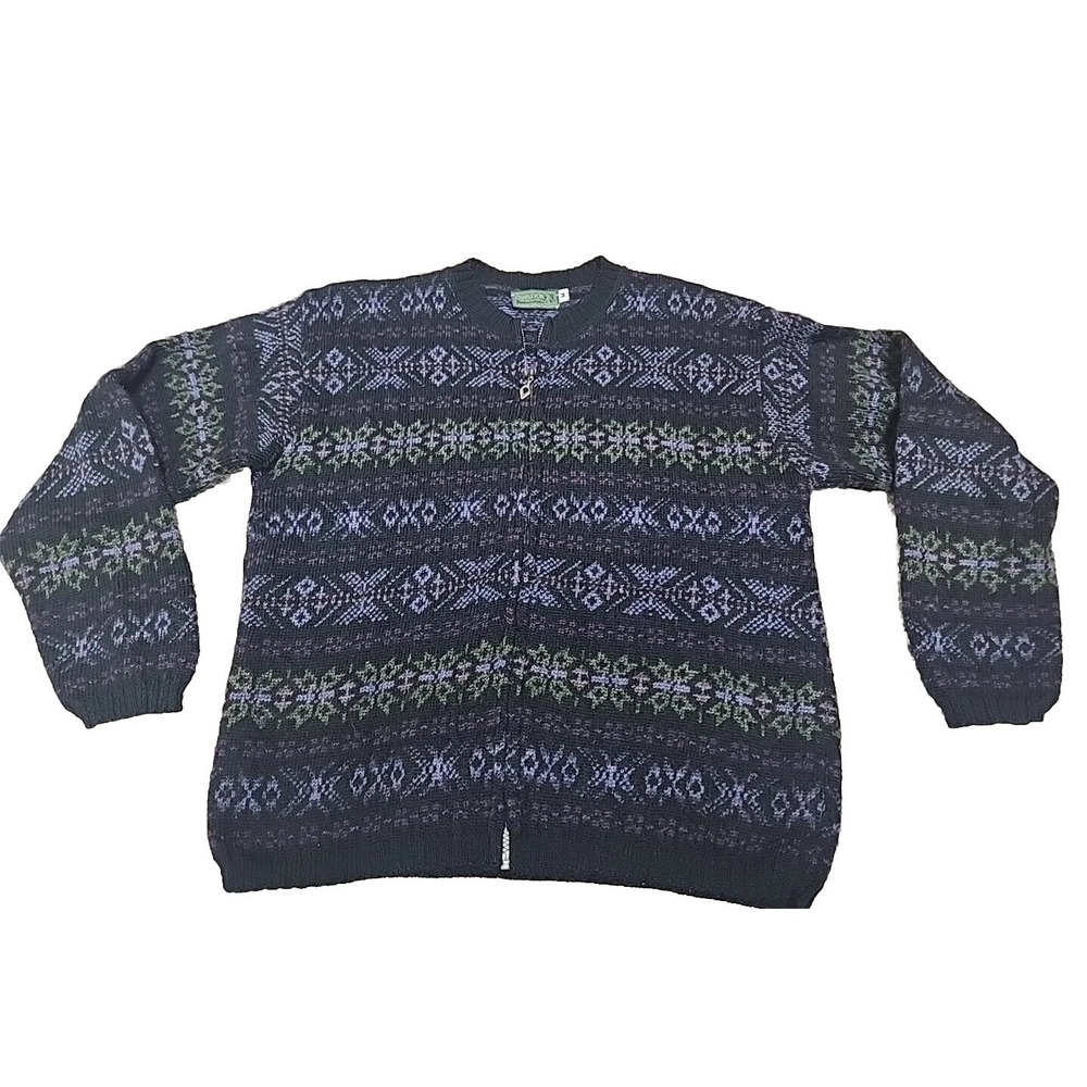 Charlevoix The Beautiful- The Clothing Co Medium 100% Wool Full Zip Sweater USA